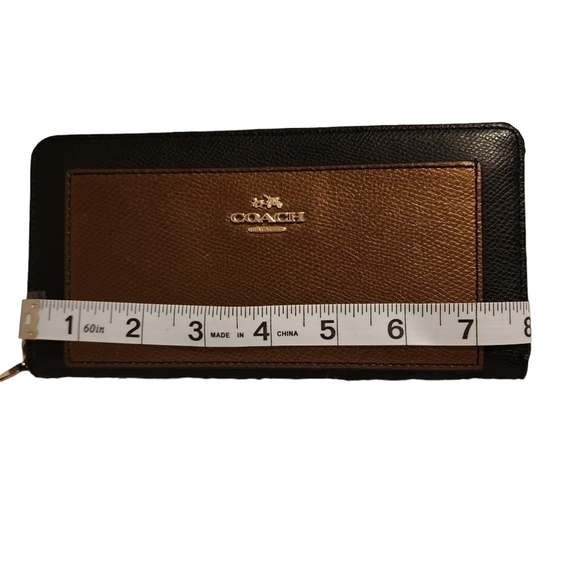 Coach Brown and Black Check Book Wallet Money Holder Gold and Black - Picture 6 of 6